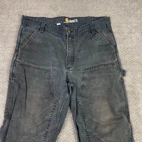 Distressed Carhartt Double Knee Pants 103334 BLK Mens 38 x 36 Fits 38x33.5 Black - Picture 2 of 14